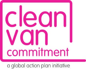 Clean Van Commitment Logo, a global action plan initiative.